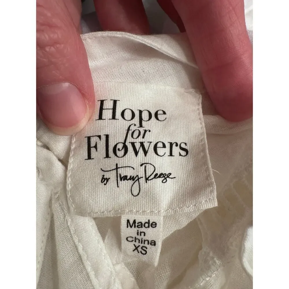 Hope For Flowers by Tracy Reese White Frilled Puff Sleeve Blouse XS
